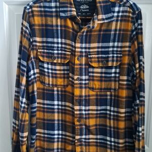 Denim & Flower Navy and Mustard Plaid Shirt